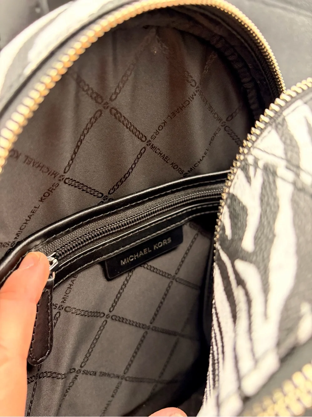 Michael Kors Rhea Medium Zebra Print Backpack Handbag Purse
